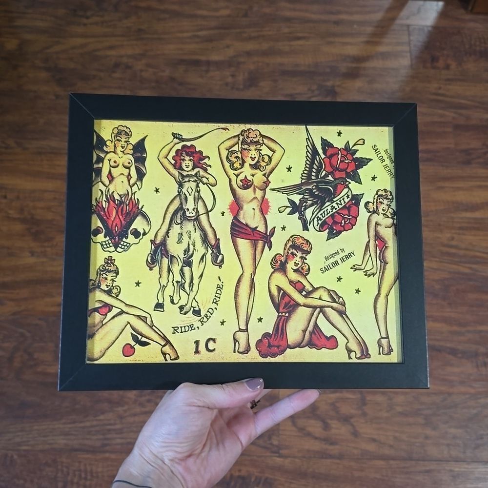 NWT, Framed American Traditional Tattoo Style Flash Print